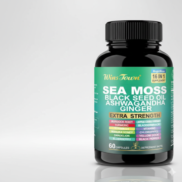 16-in-1 Sea Moss Complex – Extra Strength with Black Seed Oil & Ashwagandha (60 Capsules)